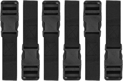 BaaSid Luggage Nylon Straps with Quick Release Buckle Utility Straps for Travel Packing Outdoorsports 6 Pack 2.5 x 150cm (Black) in Saudi Arabia