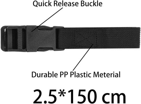 BaaSid Luggage Nylon Straps with Quick Release Buckle Utility Straps for Travel Packing Outdoorsports 6 Pack 2.5 x 150cm (Black) in Saudi Arabia