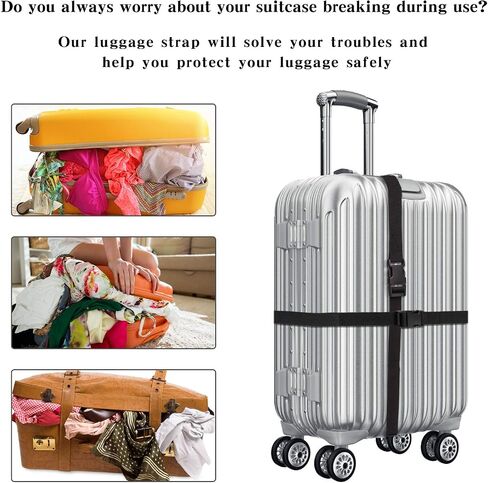 BaaSid Luggage Nylon Straps with Quick Release Buckle Utility Straps for Travel Packing Outdoorsports 6 Pack 2.5 x 150cm (Black) in Saudi Arabia