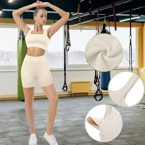 niyokki Workout Sets for Women Seamless Crop Tops Leggings Matching 2 Pieces Outfits Two Piece Yoga Workout Outfits in Kuwait