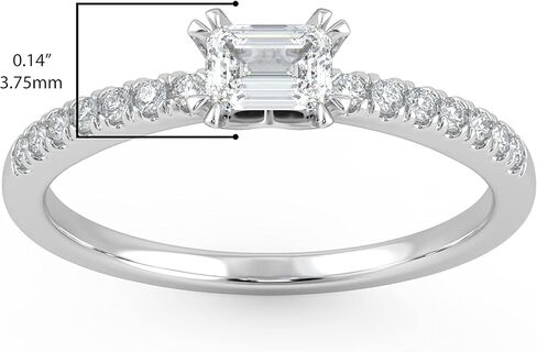 خاتم خطوبة من كاربون أتيليه IGI معتمد 1/3 قيراط من قطع الزمرد الماسي من الشرق والغرب للنساء من الذهب عيار 14 قيراط (G-H، VS1-VS2، cttw) مجموعة تمهيد الفرقة خاتم الذكرى السنوية مقاس 5 إلى 8 in Kuwait