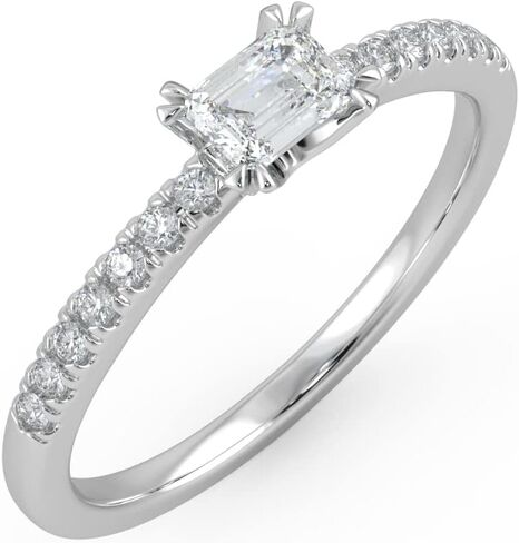 خاتم خطوبة من كاربون أتيليه IGI معتمد 1/3 قيراط من قطع الزمرد الماسي من الشرق والغرب للنساء من الذهب عيار 14 قيراط (G-H، VS1-VS2، cttw) مجموعة تمهيد الفرقة خاتم الذكرى السنوية مقاس 5 إلى 8 in Kuwait