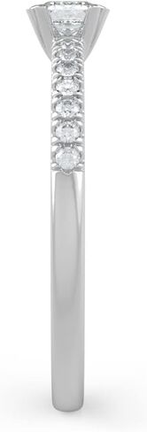 خاتم خطوبة من كاربون أتيليه IGI معتمد 1/3 قيراط من قطع الزمرد الماسي من الشرق والغرب للنساء من الذهب عيار 14 قيراط (G-H، VS1-VS2، cttw) مجموعة تمهيد الفرقة خاتم الذكرى السنوية مقاس 5 إلى 8 in Kuwait