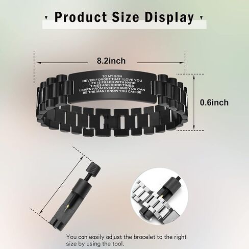 Butishop الابن سوار الفولاذ المقاوم للصدأ معصمه سوار أحبك سوار الشجاعة مع أداة التكيف سوار الابن ملهمة من أمي وأبي هدايا عيد الميلاد in Kuwait