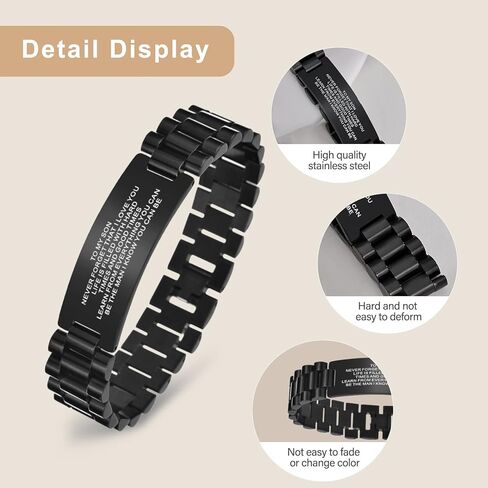 Butishop الابن سوار الفولاذ المقاوم للصدأ معصمه سوار أحبك سوار الشجاعة مع أداة التكيف سوار الابن ملهمة من أمي وأبي هدايا عيد الميلاد in Kuwait