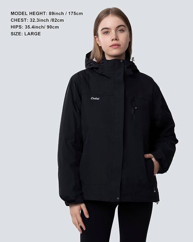 Cadai Women's 3-in-1 Heated Jacket with Battery Pack 5.2V, 8000mm H2O Waterproof Heated Coat with Removable Hood, for Skiing in Saudi Arabia