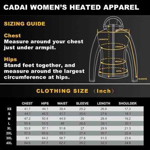 Cadai Women's 3-in-1 Heated Jacket with Battery Pack 5.2V, 8000mm H2O Waterproof Heated Coat with Removable Hood, for Skiing in Saudi Arabia