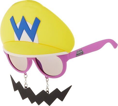 Costume Sunglasses Super Mario Yellow Wario Sun-Staches Party Favors UV400 Yellow/Blue, 8" in Saudi Arabia