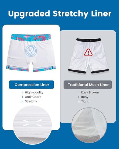 maamgic 5inch Mens Swim Trunks with Compression Liner 2-in-1 Swimming Shorts Stretch Quick Dry with Zipper Pockets in Kuwait