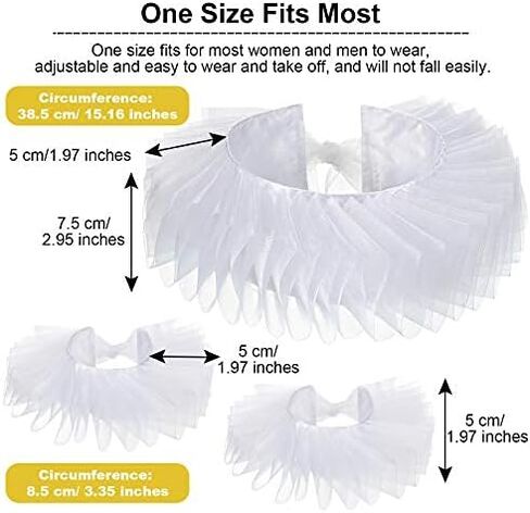Geyoga Renaissance Collar and Cuff Set Victorian Costume Halloween Cosplay Accessories Wrist Cuffs Ruffled Neck Collar in Saudi Arabia