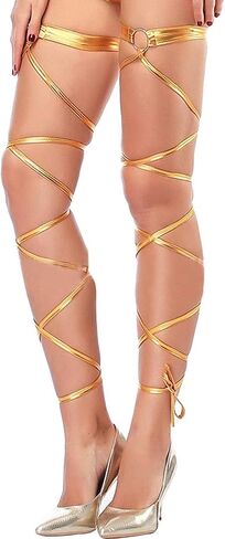 Ibeauti Women Sexy Leg Wraps for Rave Dancing Party Shiny Metallic Leg Wrap with O-Ring in Kuwait