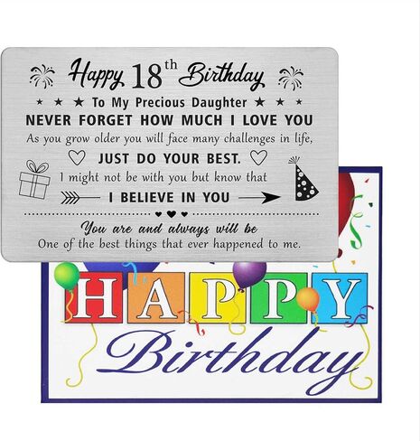 FALOGIJE هدايا بطاقة عيد الميلاد الثامن عشر للابنة، هدايا عيد ميلاد لابنة تبلغ من العمر 18 عامًا، بطاقة محفظة معدنية منقوشة in Kuwait