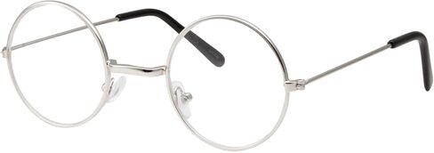 grinderPUNCH Kids Size Non-Prescription Glasses Round Circle Frame Clear Lens Costume (Age 3-10) Silver in Saudi Arabia