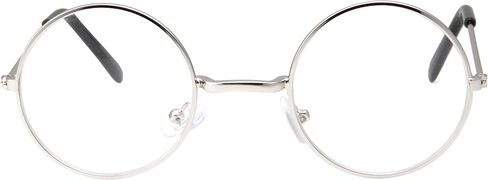 grinderPUNCH Kids Size Non-Prescription Glasses Round Circle Frame Clear Lens Costume (Age 3-10) Silver in Saudi Arabia