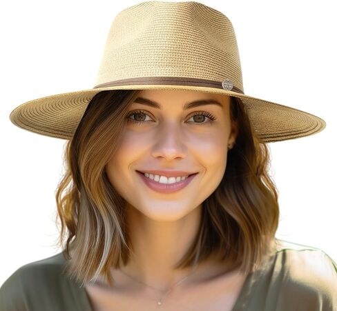 قبعة شمس بنما سترو للنساء والرجال، قبعة فيدورا واسعة الحواف قابلة للطي للسفر، قبعة صيفية للشاطئ بالأشعة فوق البنفسجية بعامل حماية من الأشعة فوق البنفسجية 50+ in Kuwait