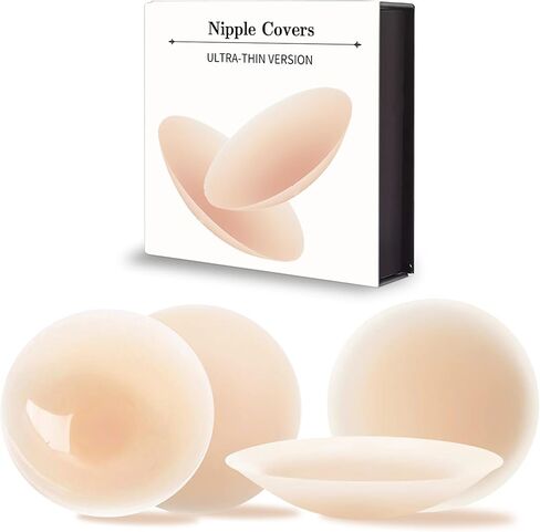 غطاء الحلمة، فطائر الحلمة، أغطية حلمات السيليكون للنساء قابلة لإعادة الاستخدام، فطائر سيليكون مقاومة للماء للسباحة، بتلات الثدي مع صندوق سفر -2 in Kuwait