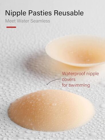 غطاء الحلمة، فطائر الحلمة، أغطية حلمات السيليكون للنساء قابلة لإعادة الاستخدام، فطائر سيليكون مقاومة للماء للسباحة، بتلات الثدي مع صندوق سفر -2 in Kuwait