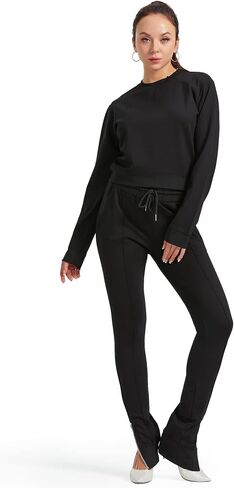 Asoran 2 Piece Tracksuit for Women, Jogging Outfits with Collar Zip, Women’s Long Sleeve Sweatshirts Lounge Pants with Zip in Kuwait