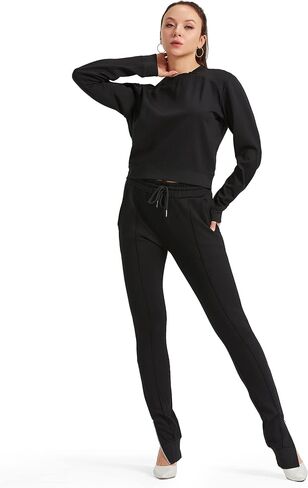 Asoran 2 Piece Tracksuit for Women, Jogging Outfits with Collar Zip, Women’s Long Sleeve Sweatshirts Lounge Pants with Zip in Kuwait