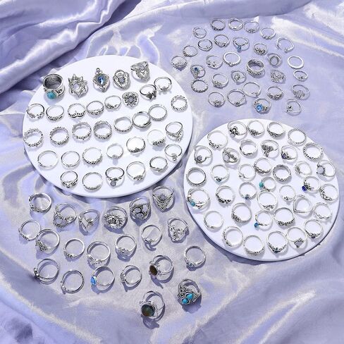 FIBO STEEL 122 Pcs Vintage Silver Knuckle Rings Set for Women Bohemian Stackable Joint Midi Finger Rings Retro Stone Crystal Stacking Rings Pack in Saudi Arabia