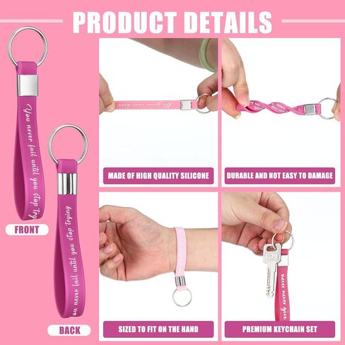 Sasylvia 24 Pcs Inspirational Quote Key Chains Bulk for Women Men Girls Christmas Gift Pink Silicone Motivational Quote Keychain Rings Motivational Keychains Student Employee Office in Saudi Arabia
