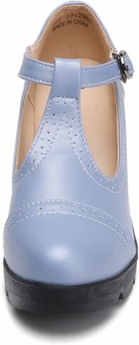 DADAWEN Women's Leather Classic T-Strap Platform Chunky Mid-Heel Mary Jane Square Toe Oxfords Dress Pump Shoes in Saudi Arabia