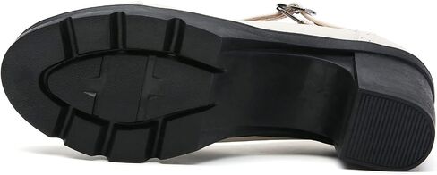 DADAWEN Women's Leather Classic T-Strap Platform Chunky Mid-Heel Mary Jane Square Toe Oxfords Dress Pump Shoes in Kuwait