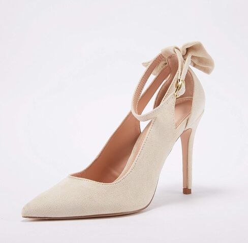 Fashare Womens High Heels Bow Tie Back Sexy Stiletto Ankle Strap Wedding Dress Pumps Shoes in Kuwait