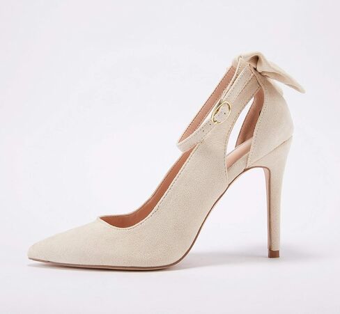 Fashare Womens High Heels Bow Tie Back Sexy Stiletto Ankle Strap Wedding Dress Pumps Shoes in Kuwait