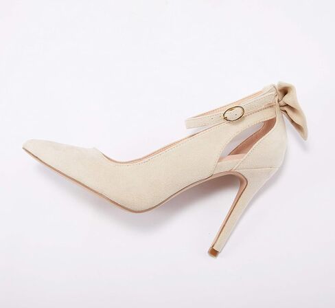 Fashare Womens High Heels Bow Tie Back Sexy Stiletto Ankle Strap Wedding Dress Pumps Shoes in Kuwait