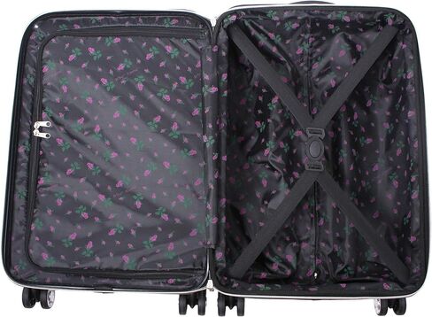 Betsey Johnson 30 Inch Checked Luggage Collection - Expandable Scratch Resistant (ABS + PC) Hardside Suitcase - Designer Lightweight Bag with 8-Rolling Spinner Wheels (Stripe Roses, 30in) in Kuwait