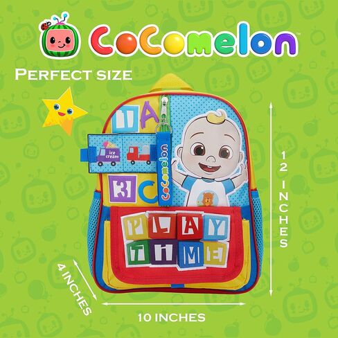 AI ACCESSORY INNOVATIONS Cocomelon JJ's Playtime Interactive Mini Backpack for Boys and Girls, Pre-school Schoolbag with Padded Back and Adjustable Straps, Versatile 12" in Kuwait