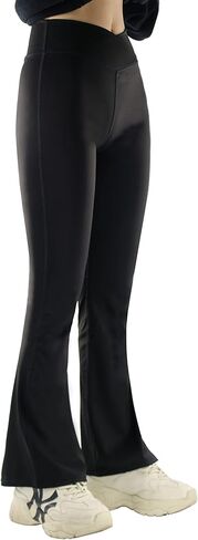 Girls’Flare Leggings Cross Waist Bell Bottoms Yoga Pants for Girls 7-14 Years in Saudi Arabia