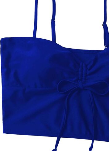 Lilosy Drawstring High Waisted Bikini Set Srting Swimsuit Spaghetti Strap Cami Top and Tie Side Shorts 2 Piece in Kuwait