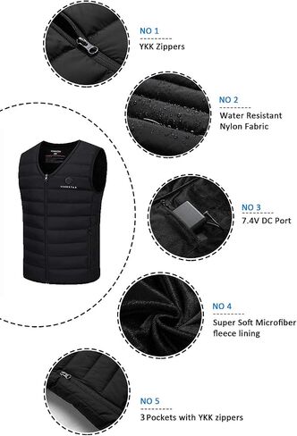 Venustas Men's Heated Vest with Battery Pack 7.4V, Lightweight insulated Electric Vest in Saudi Arabia