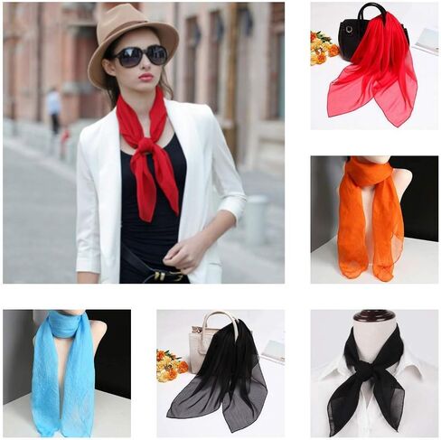 GCFIYPP 1950s Square Chiffon Scarf Sheer Square Neck Head Scarfs for Women,girls,ladies in Kuwait
