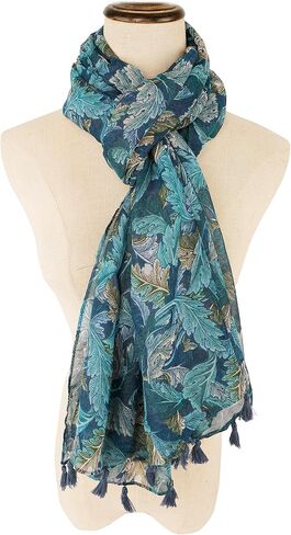 YOUR SMILE Large Boho Scarf for Women Lightweight Floral Printed Scarves Fall Winter Fashion Fringed Shawl wraps in Kuwait