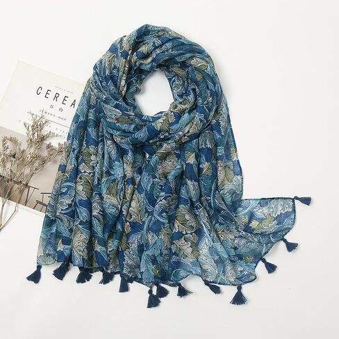 YOUR SMILE Large Boho Scarf for Women Lightweight Floral Printed Scarves Fall Winter Fashion Fringed Shawl wraps in Kuwait
