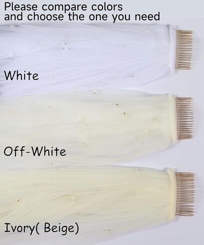 طرحة زفاف طويلة من اللؤلؤ للعرائس من امبري اديل، مقاس 59 × 90 انش، عاجي، طويل, عاجي in Kuwait