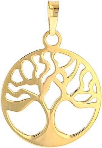 Jewelry America Solid 14k Gold Simple Round Tree of Life Charm Pendant in Saudi Arabia