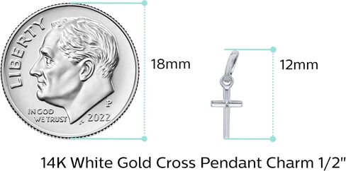 Solid 14K Yellow OR White Gold Traditional Classic Small Tiny Cross Pendant Charm (Height = 1/2", Width = 1/4") in Saudi Arabia