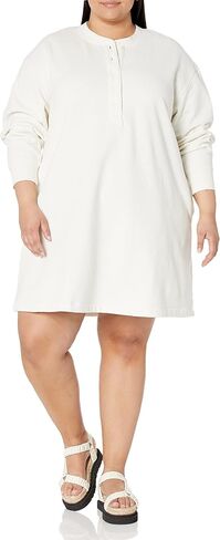 فستان سويت شيرت نسائي من Amazon Essentials منسوج Henley (متوفر بمقاس كبير) in Kuwait