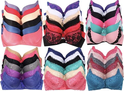 ToBeInStyle Women's Pack of 6 Random Assorted Print Bras (Sizes 30A to 46DDD) in Kuwait