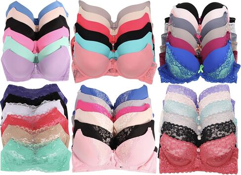 ToBeInStyle Women's Pack of 6 Random Assorted Print Bras (Sizes 30A to 46DDD) in Kuwait