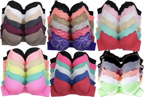 ToBeInStyle Women's Pack of 6 Random Assorted Print Bras (Sizes 30A to 46DDD) in Kuwait