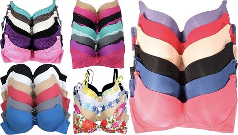 ToBeInStyle Women's Pack of 6 Random Assorted Print Bras (Sizes 30A to 46DDD) in Kuwait