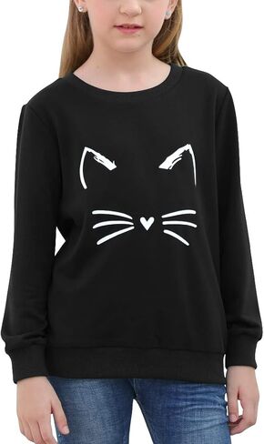 GORLYA Girl's Pullover Tops Cute Cartoon Graphic Print Sweatshirt Clothes for 4-14 Years Kids in Saudi Arabia