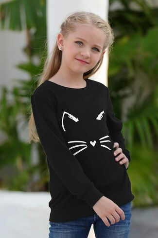GORLYA Girl's Pullover Tops Cute Cartoon Graphic Print Sweatshirt Clothes for 4-14 Years Kids in Saudi Arabia