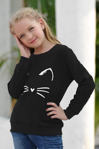 GORLYA Girl's Pullover Tops Cute Cartoon Graphic Print Sweatshirt Clothes for 4-14 Years Kids in Saudi Arabia