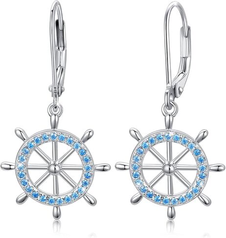 Nautical Drop Earrings 925 Sterling Silver Anchor/Compass/Rudder Studs Earrings Oceans Sailor Earrings Nautical Jewelry Gifts for Women Girls Friends in Kuwait